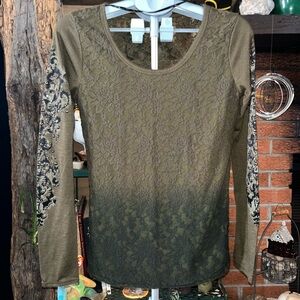 Miss Me Olive Lace Long Sleeve Top